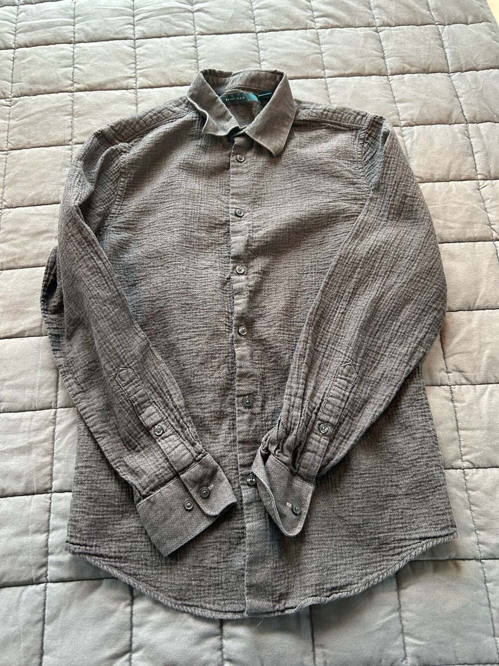 Perry Ellis Men's Long Sleeve Textured Cotton Button-Up Shirt Size S